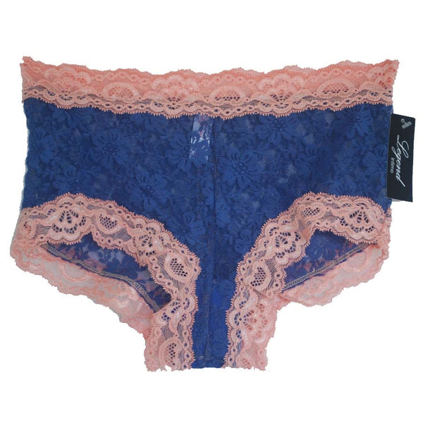 All Lace Navy Blue with Peach Trim