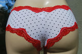White And Black Polk a Dot With Red Lace Trim Cheekini
