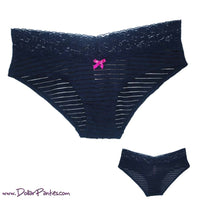 Midnight Blue Sheer Striped Hipster