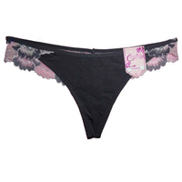 Charcoal Gray w/ White and Pink Lace Thong