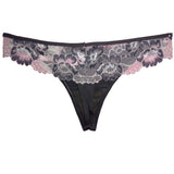 Charcoal Gray w/ White and Pink Lace Thong
