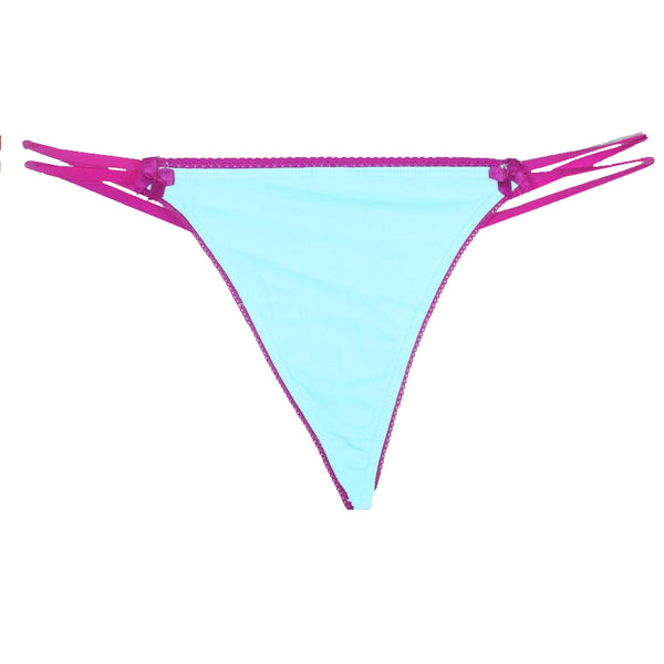 Double Strap Thong - Ocean Blue and Fuchsia