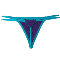 Double Strap Thong - Purple with Turquoise