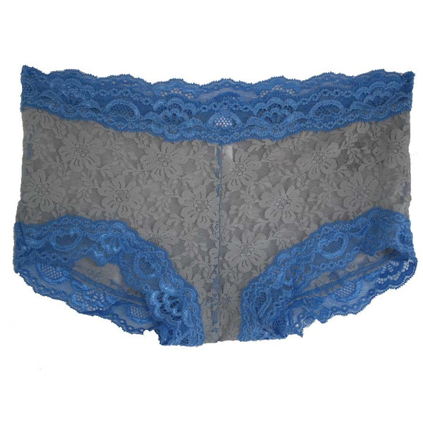 All Lace Gray with Blue Trim