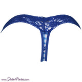 Royal Blue Cotton Gingham Thong with cute lace trim
