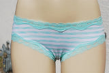 Mint and White Striped with Mint Lace Trim Hipster Bikini