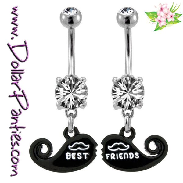 Best Friends MUSTACHE whales Naval Jewelry belly rings - matching pair