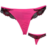 Neon Pink with Black Lace Thong