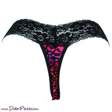 cute animal print sexy "wild side" orange, purple, pink and black cheetah print and lace thong