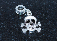 Pirate skull and cross bones ready for snake type charm bracelet