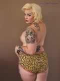 Fun pink and Yellow Leopard Print full figure high waist full cut bikini brief panty