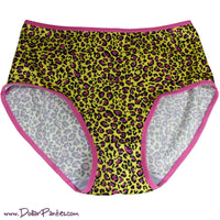 Fun pink and Yellow Leopard Print full figure high waist full cut bikini brief panty