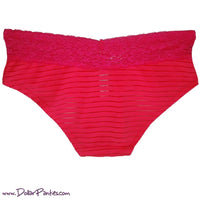 Neon Pink Sheer Striped Hipster