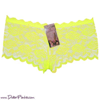 Neon Day Glow Fluorescent Yellow low rise lace boyshort