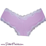 Pink with Ivory Lace Trim Cheeky Boyshort