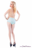 Pin Up Girl - Polka Dot Baby Blue and White High Waist RETRO style