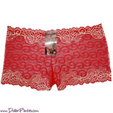 Royal Red and Gold Stretchy Lace Boyshort