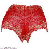 Royal Red and Gold Stretchy Lace Boyshort