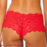 Soft and Sexy Red Lace Boyshort with Rhinestone